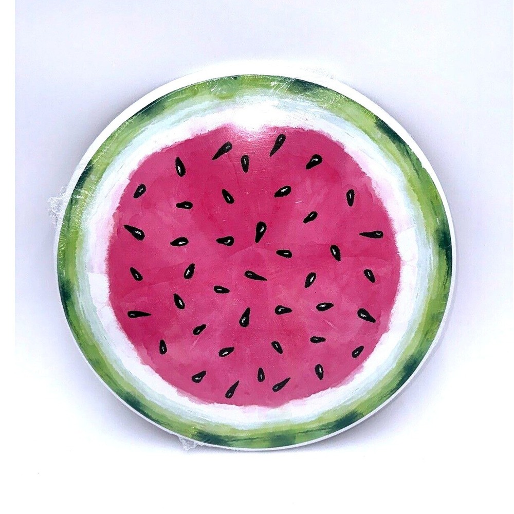 Thirstystone Watermelon Lazy Susan 14 Inch Acacia Wood Rotating Serving Tray NEW